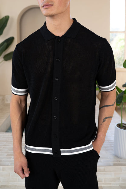 Mesh Tape Knitted Shorts - Black