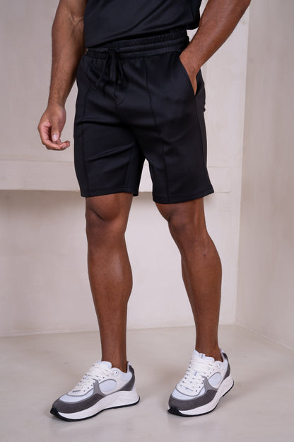 Premium Scuba Pintuck Shorts - Black