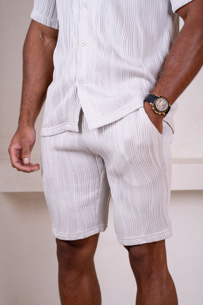 Ripple Texture Shorts - Light Grey