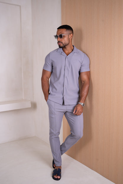 Pleated Slim Fit Shirt - Grey