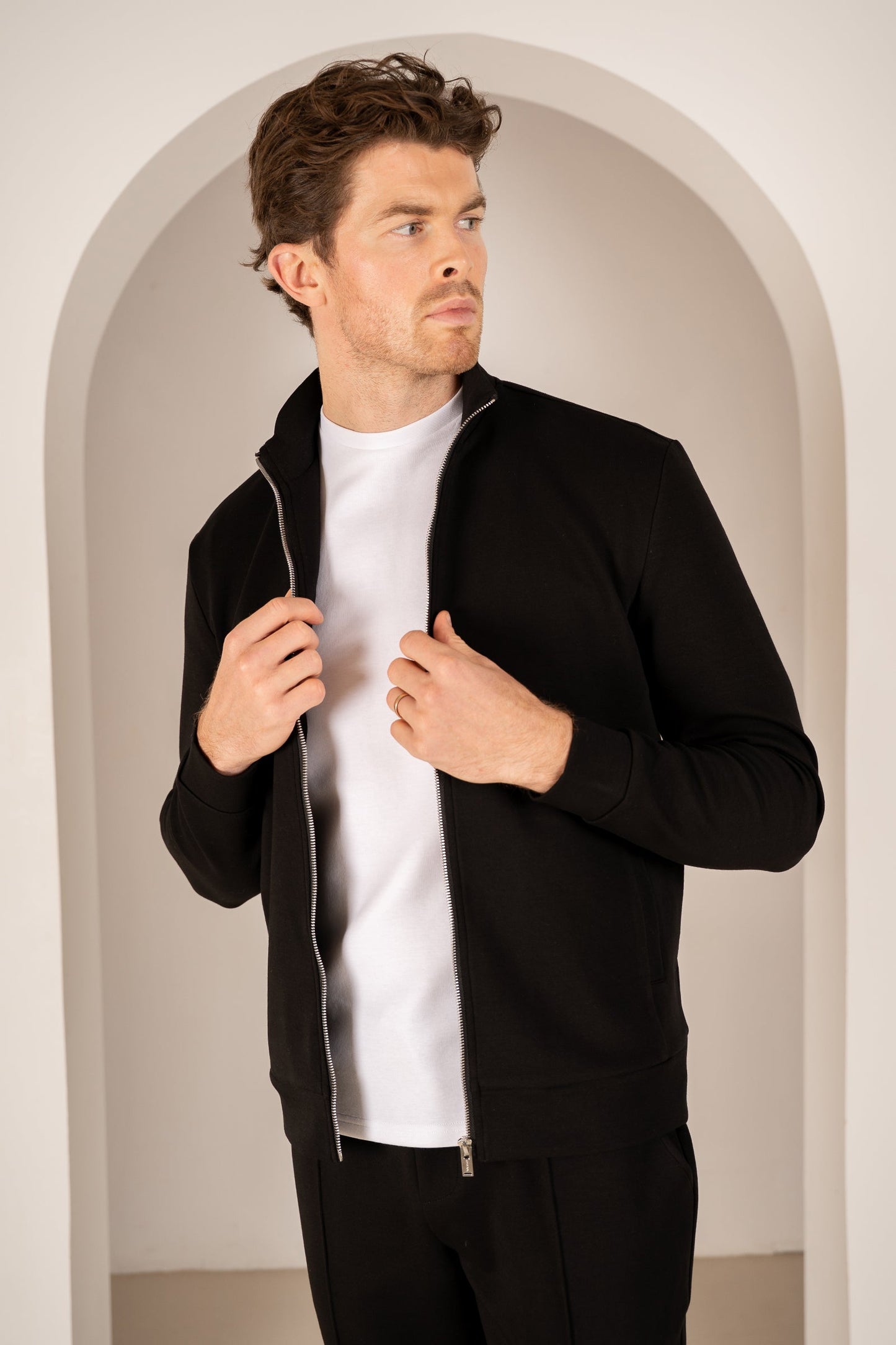 Interlock Zip-Up Jacket - Black