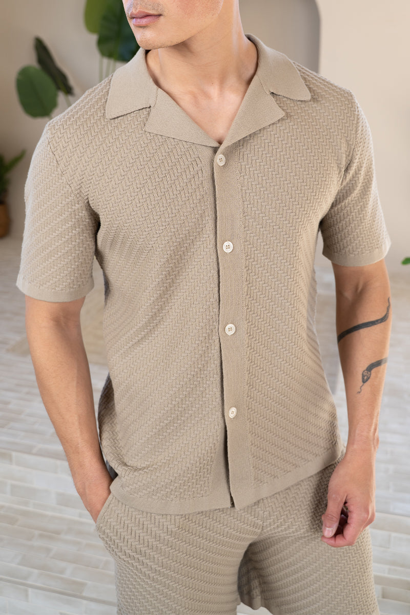 Herringbone Short - Taupe